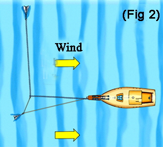 This shows the swing when the wind or tide shifts the boat.