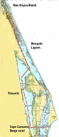 Canaveral to New Smyrna map.