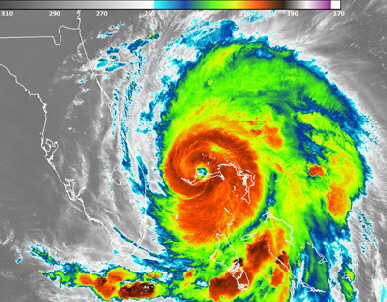 Dorian passing up the coast of Florida.