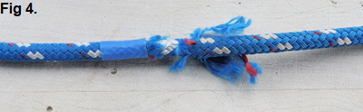 The rope with the core exposed enough to be able to extract the core.