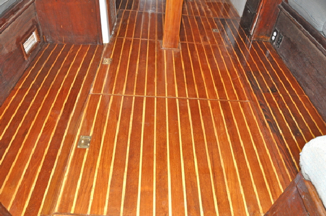 The finished saloon -floor is shiny but non-slip.