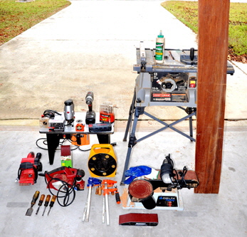 All these tools were used to repair the toerail.