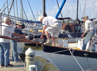 It took four men to remove the old bowsprit.