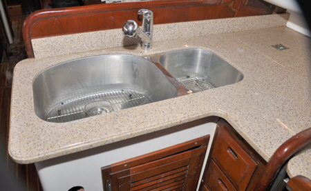A new stainless steel double drain sink was installed. 