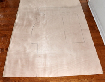 Traced outline from the template on to the vaneer.