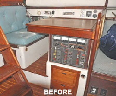 This shows the original chart table and electrical panel. 