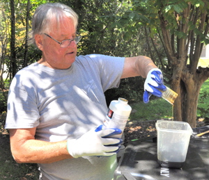 Dinghy foam mixing.