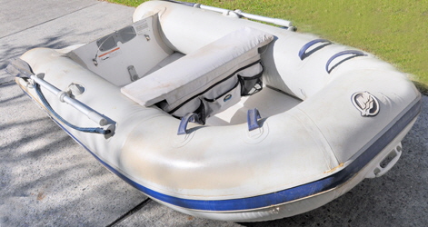 A new dinghy after repair.