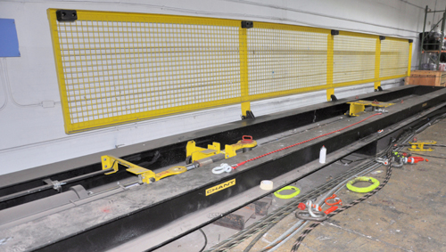 The test rig, used to test all ropes to destruction to measure the strength.