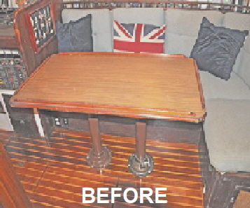 This was the original table, which could only be reached from the ports side seats.